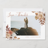 Elegant Terracotta Floral Script Photo Bedankkaart (Voorkant)