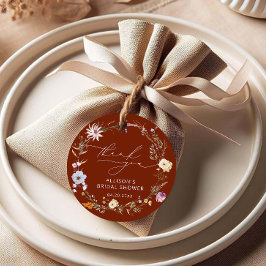 Elegant Terracotta Floral Vrijgezellenfeest dank u Bedankjes Labels