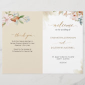 Elegant Terracotta Floral Wedding Ceremony Program (Voorkant)