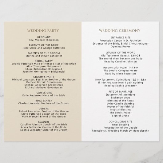 Elegant Terracotta Floral Wedding Ceremony Program (Achterkant)