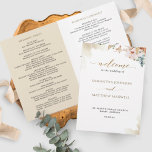 Elegant Terracotta Floral Wedding Ceremony Program<br><div class="desc">Welkom uw gast met dit voortreffelijke trouwceremonieprogramma, met prachtige waterverf florale details, beige terracotta waterverf vlekken en handgeschreven typografie elementen in goud. De formulering aan alle kanten aanpassen zoals u wilt, is het onze slechts een voorbeeld. OPMERKING: deze programma's komen plat en vereisen het opvouwen van het midden om samen...</div>