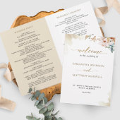 Elegant Terracotta Floral Wedding Ceremony Program