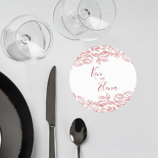 Elegant Terracotta Floral Wedding Coaster Ronde Kartonnen Onderzetter