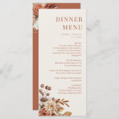 Elegant Terracotta Floral Wedding Dinner Menu Kaar (Voorkant / Achterkant)