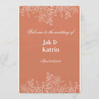 Elegant Terracotta Floral Wedding invitation Kaart