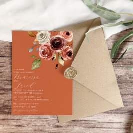 Elegant Terracotta Floral Wedding Kaart