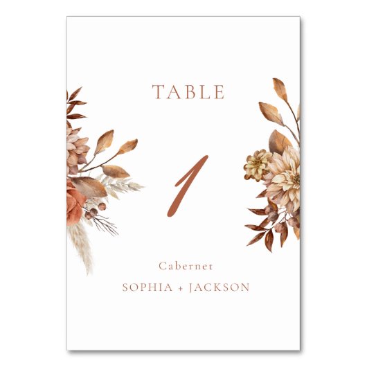 Elegant Terracotta Floral Wedding Kaart (Voorkant)