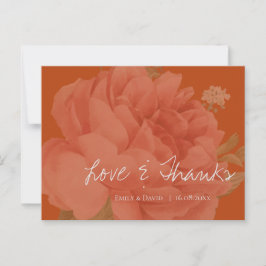 Elegant Terracotta Floral Wedding Love and Bedankt Briefkaart