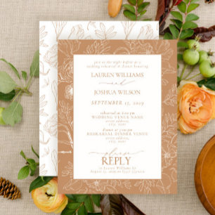 Elegant Terracotta Floral Wedding Rehearsal Dinner Kaart