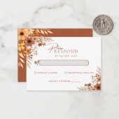 Elegant Terracotta Floral Wedding RSVP Notitiekaartje (Voorkant / Achterkant in situ)