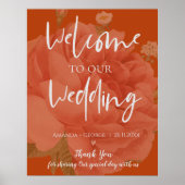 Elegant Terracotta Floral welkom op ons huwelijk Poster (Voorkant)