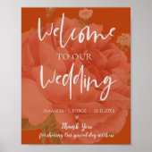 Elegant Terracotta Floral welkom op ons huwelijk Poster (Voorkant)