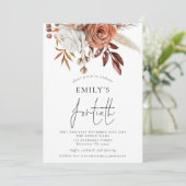 Elegant Terracotta Florals Fortieth Birthday Party Kaart (Staand voorkant)