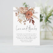 Elegant Terracotta Florals Love Bedankt Wedding (Staand voorkant)