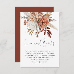 Elegant Terracotta Florals Love Bedankt Wedding