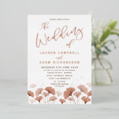 Elegant Terracotta Foliage Roos Gold Wedding Folie Uitnodiging (Staand Voorkant)