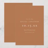 Elegant Terracotta Formal Minimalist Wedding Save The Date (Voorkant / Achterkant)