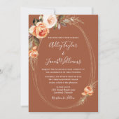 Elegant Terracotta Foto Boho Floral Wedding Kaart (Voorkant)
