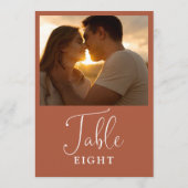 Elegant terracotta foto tafel nummer kaart (Achterkant)
