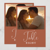 Elegant terracotta foto tafel nummer kaart (Voorkant / Achterkant)