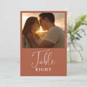 Elegant terracotta foto tafel nummer kaart (Staand voorkant)
