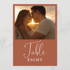 Elegant terracotta foto tafel nummer kaart
