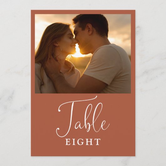 Elegant terracotta foto tafel nummer kaart (Voorkant)