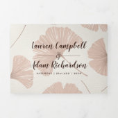 Elegant Terracotta Ginkgo Foliage Wedding Drieluik Uitnodiging (Cover)