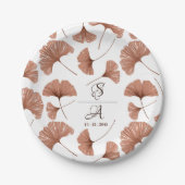 Elegant Terracotta Ginkgo Leaf Pattern Wedding Papieren Bordje (Voorkant)