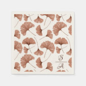 Elegant Terracotta Ginkgo Pattern Monogram Weddens Servet (Voorkant)