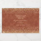 Elegant Terracotta Gold Glitter Wedding Likeurfles Etiket (Enkel label)
