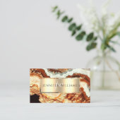Elegant Terracotta Gold Marble Agate Geode QR Code Visitekaartje (Staand voorkant)