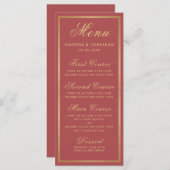 Elegant Terracotta Gold Script Wedding Menu (Voorkant / Achterkant)