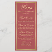 Elegant Terracotta Gold Script Wedding Menu (Voorkant)