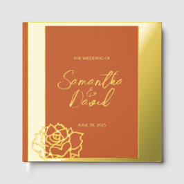 Elegant Terracotta Gold Wedding Folie Gastboek Gastenboek