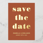 Elegant Terracotta Gold Wedding Save the Date Kaar Folie Uitnodiging (Voorkant)