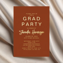 Elegant Terracotta Goud Schrift Afstudeerfeest