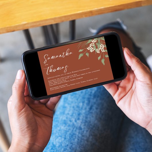 Elegant Terracotta Greenery Foliage Leaves Kaart