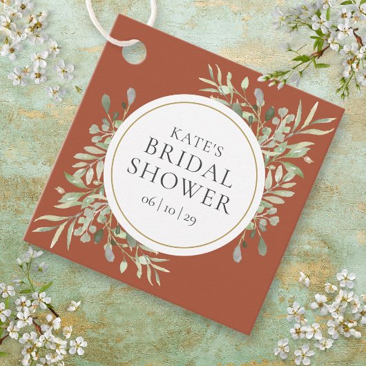 Elegant Terracotta Greenery Wedding Vrijgezellenfe Bedankjes Labels