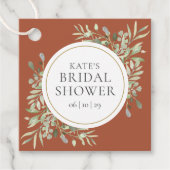 Elegant Terracotta Greenery Wedding Vrijgezellenfe Bedankjes Labels (Voorkant)