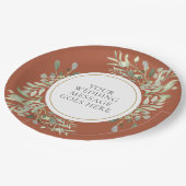 Elegant Terracotta Groene Huwelijkspapieren Bord (Gekanteld)