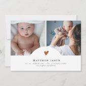 Elegant Terracotta Heart 2 Fotocollage Baby Bedankkaart (Voorkant)