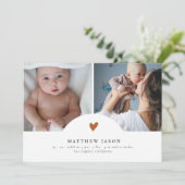 Elegant Terracotta Heart 2 Fotocollage Baby Bedankkaart (Staand voorkant)