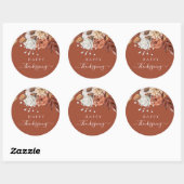 Elegant Terracotta Herfst Floral Happy Thanksgivin Ronde Sticker (Vel)
