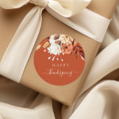 Elegant Terracotta Herfst Floral Happy Thanksgivin Ronde Sticker