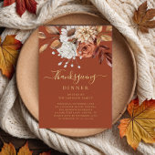 Elegant Terracotta Herfst Floral Thanksgiving Dinn Folie Uitnodiging
