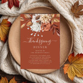 Elegant Terracotta Herfst Floral Thanksgiving Dinn Kaart