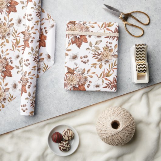Elegant terracotta Herfst floral wrapping papier (Crafts)