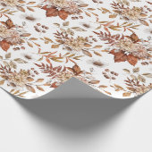 Elegant terracotta Herfst floral wrapping papier (Hoek)