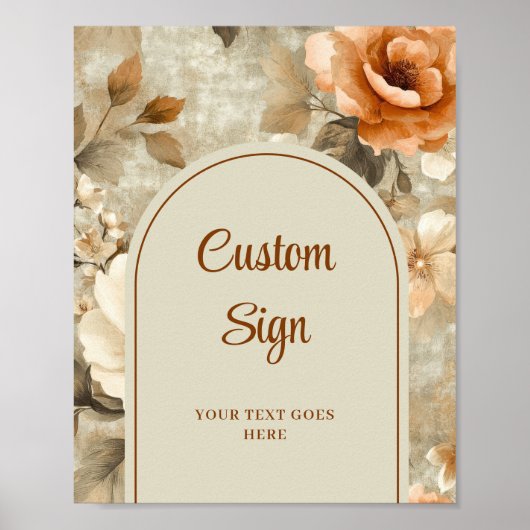 Elegant Terracotta Ivory Sage Floral Custom 8x10 Poster (Voorkant)